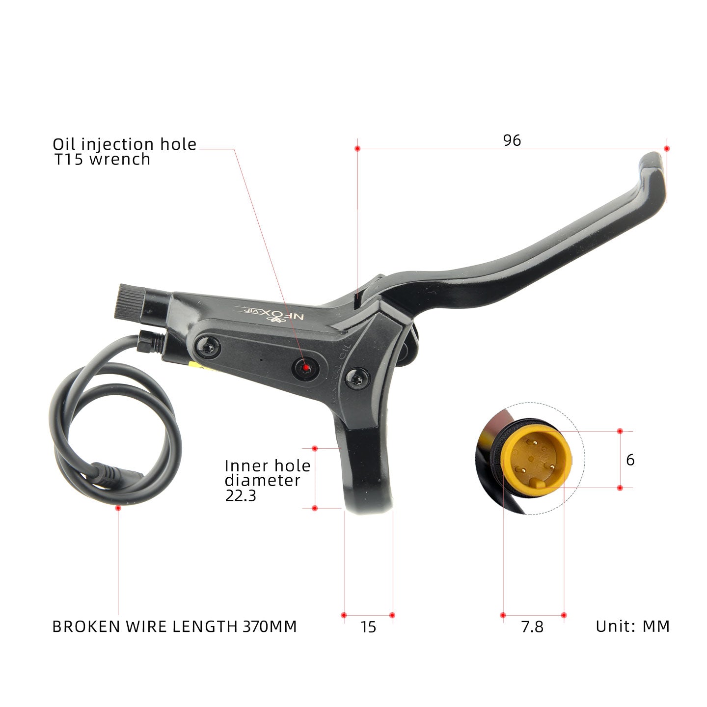 NFOX mountain bike hydraulic disc brake kit SM2A four piston caliper electric scooter 2-pin 3-pin power-off handle accessories