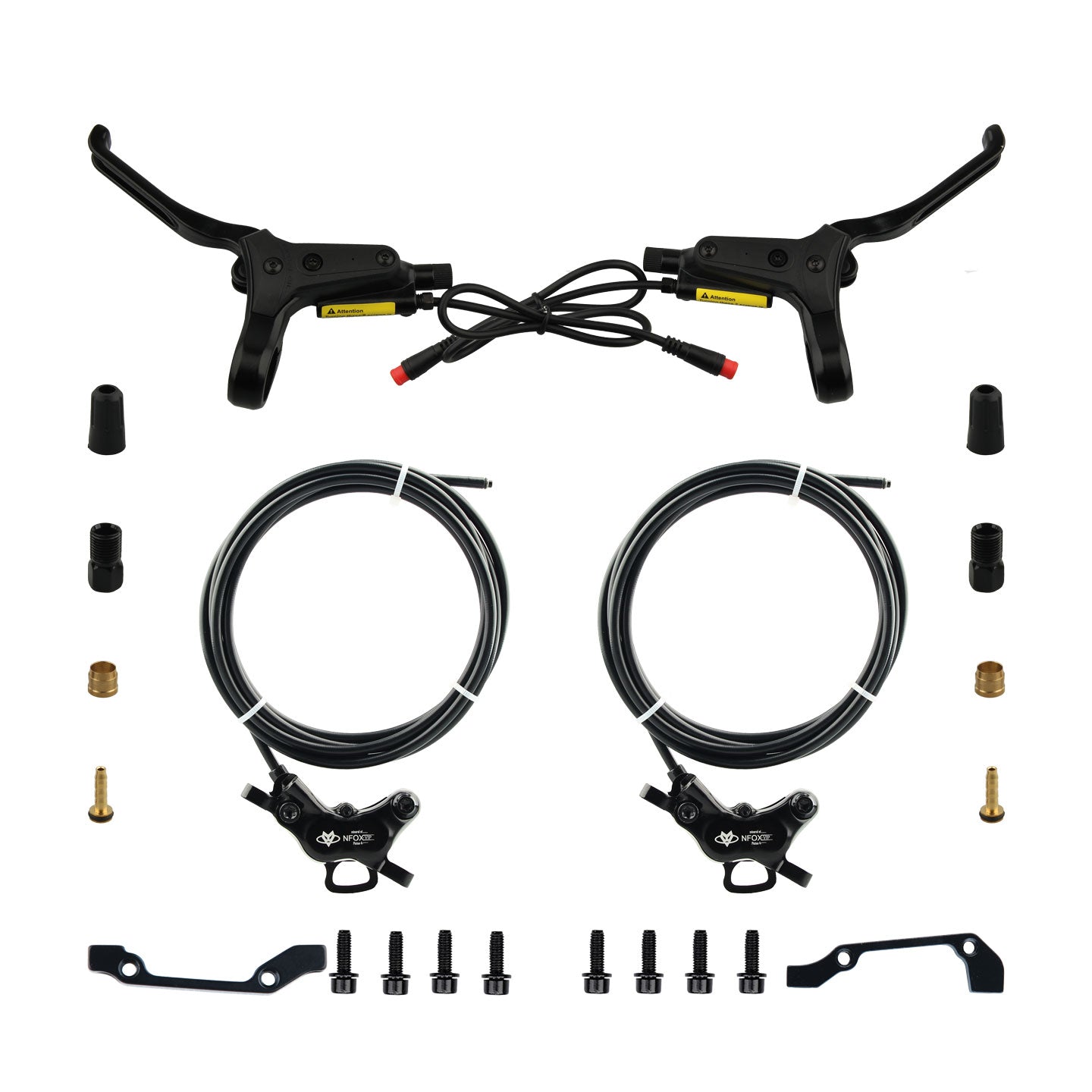 NFOX mountain bike hydraulic disc brake kit SM2A four piston caliper electric scooter 2-pin 3-pin power-off handle accessories