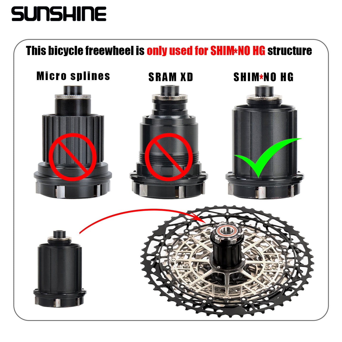 SUNSHINE Hollow Mountain Freedom Wheel 9/10/11/12/13S Folding Bicycle 40T/42T/46T/48T/50T/52T Variable Speed Card Flywheel HG