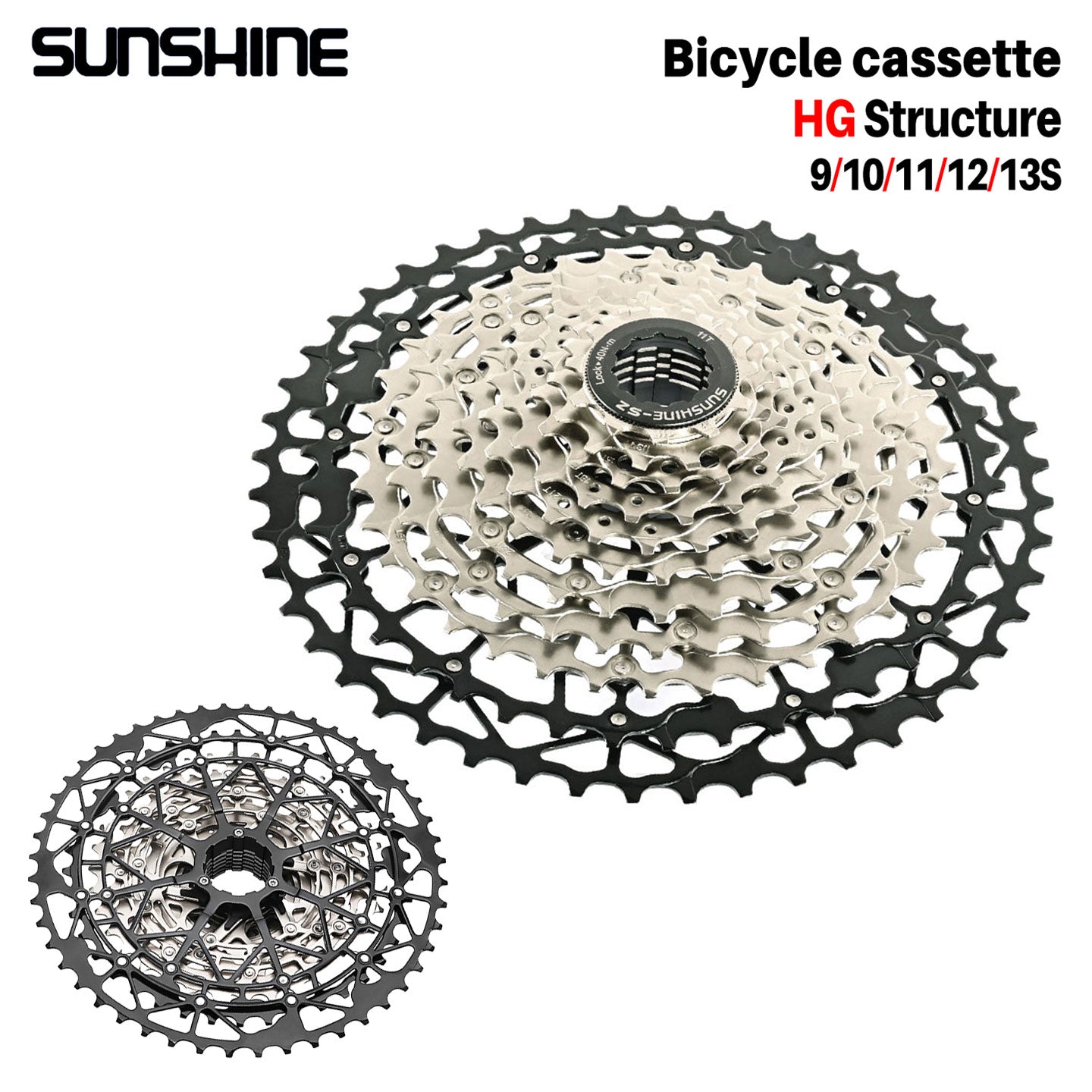SUNSHINE Hollow Mountain Freedom Wheel 9/10/11/12/13S Folding Bicycle 40T/42T/46T/48T/50T/52T Variable Speed Card Flywheel HG