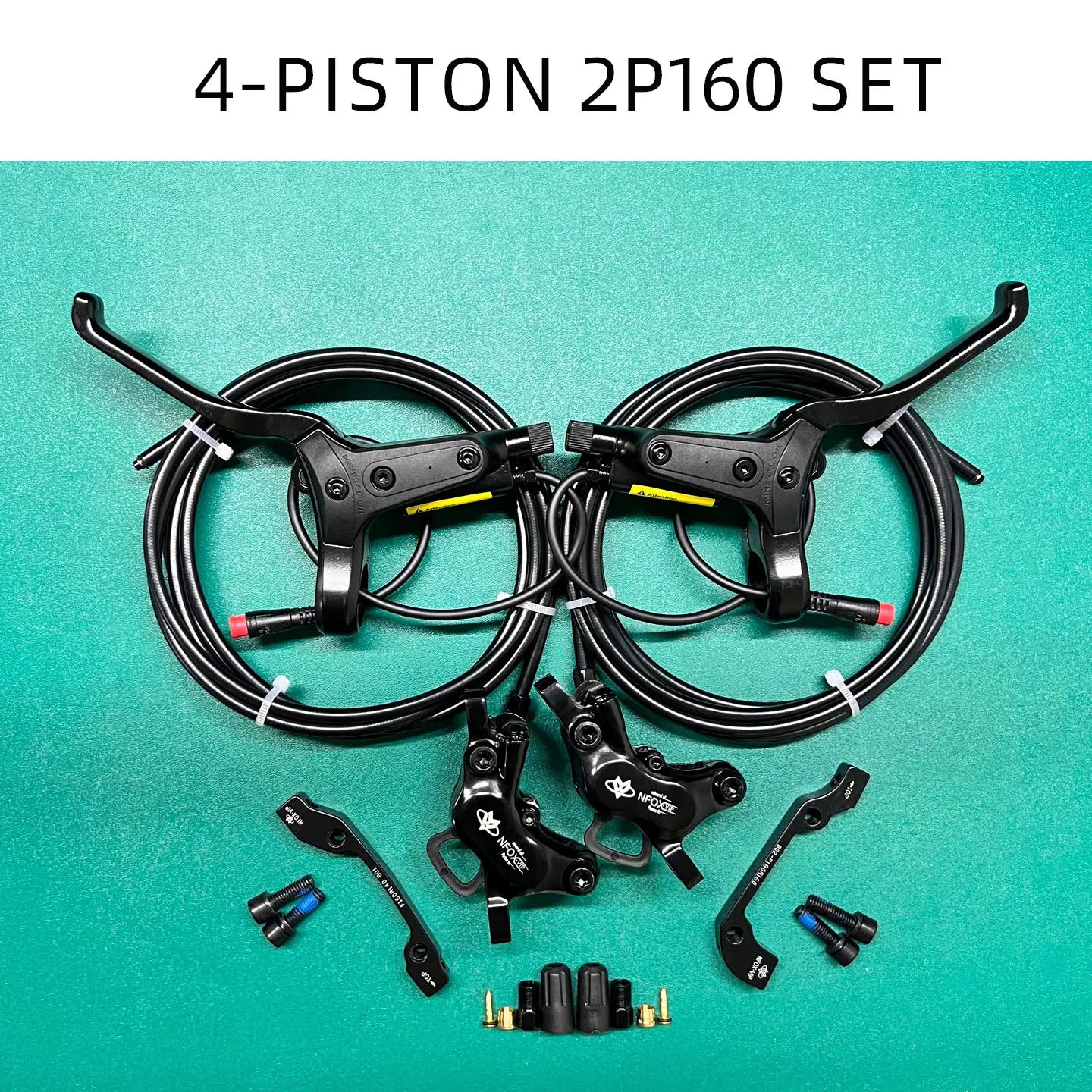 NFOX mountain bike hydraulic disc brake kit SM2A four piston caliper electric scooter 2-pin 3-pin power-off handle accessories