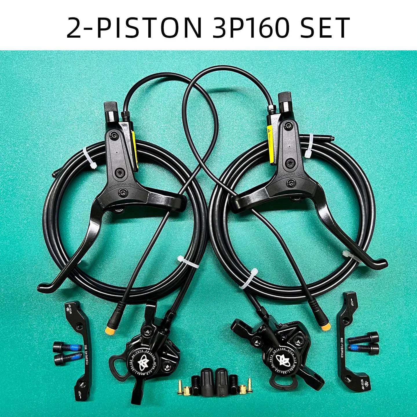 NFOX mountain bike hydraulic disc brake kit SM2A four piston caliper electric scooter 2-pin 3-pin power-off handle accessories
