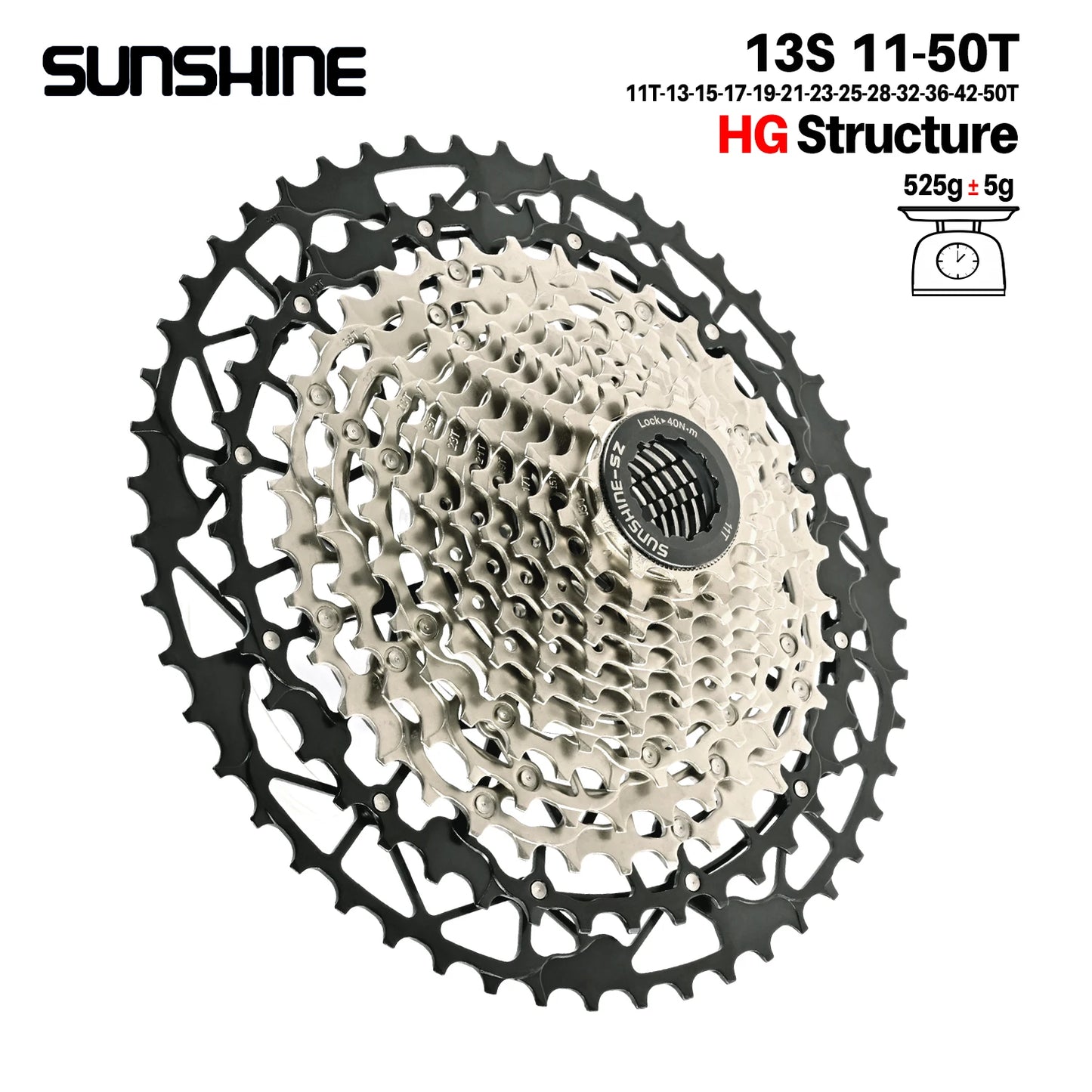SUNSHINE Hollow Mountain Freedom Wheel 9/10/11/12/13S Folding Bicycle 40T/42T/46T/48T/50T/52T Variable Speed Card Flywheel HG