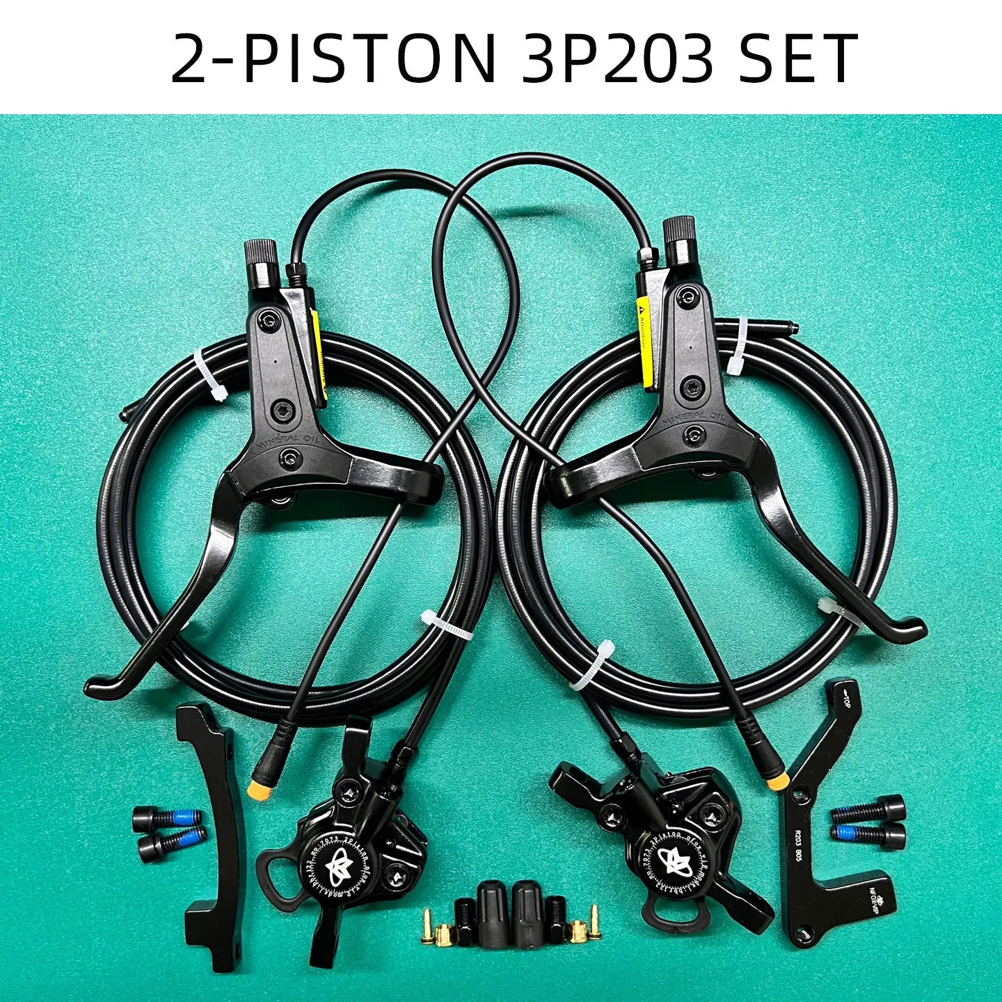 NFOX mountain bike hydraulic disc brake kit SM2A four piston caliper electric scooter 2-pin 3-pin power-off handle accessories