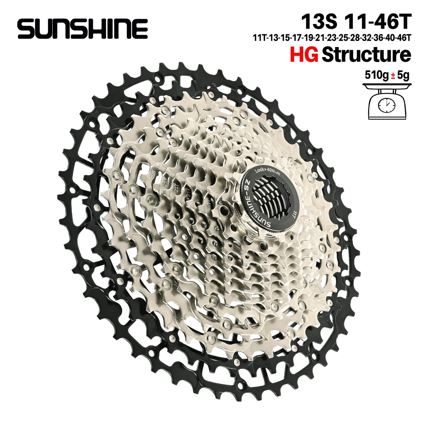 SUNSHINE Hollow Mountain Freedom Wheel 9/10/11/12/13S Folding Bicycle 40T/42T/46T/48T/50T/52T Variable Speed Card Flywheel HG