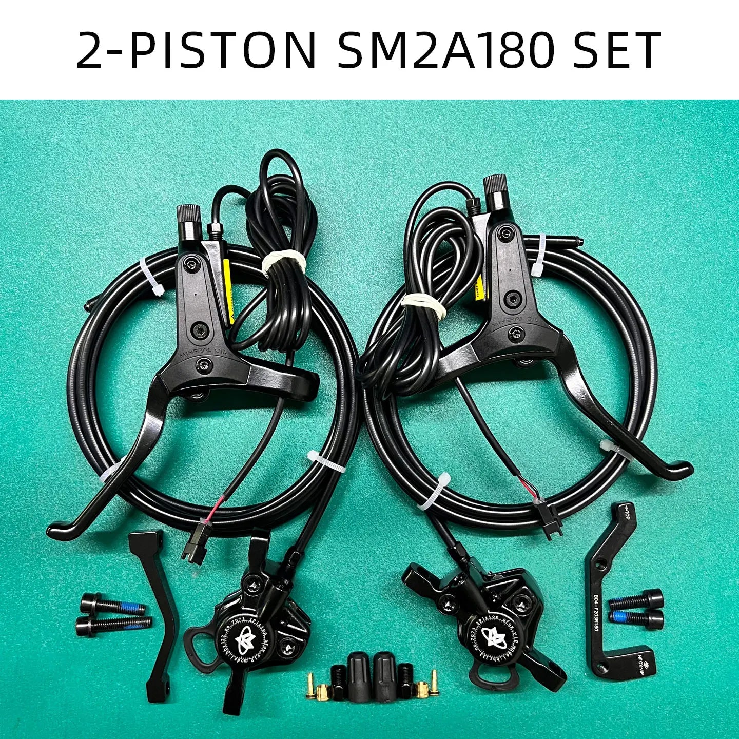 NFOX mountain bike hydraulic disc brake kit SM2A four piston caliper electric scooter 2-pin 3-pin power-off handle accessories