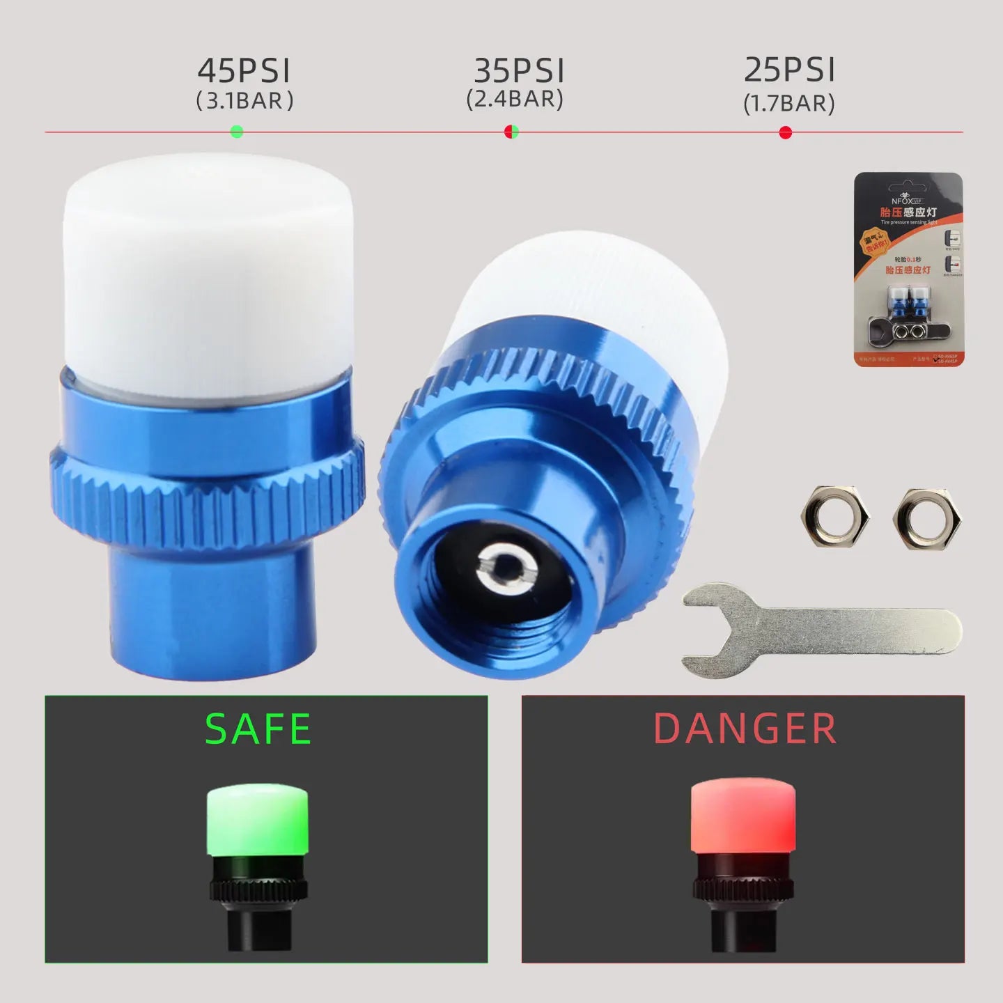 NFOX mountain bike tire pressure sensing light, high-precision pressure detection sensor, real-time monitoring of tire safety