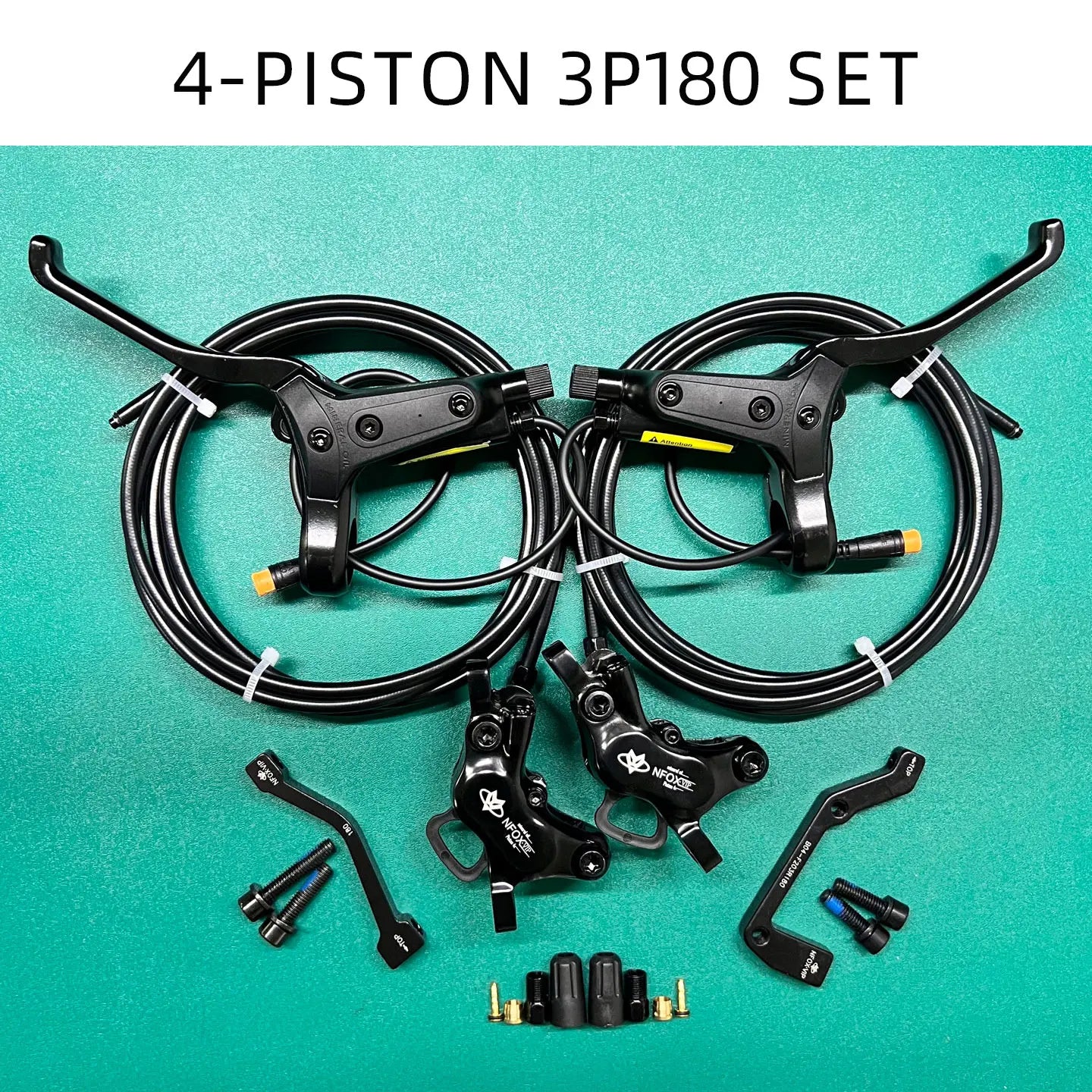 NFOX mountain bike hydraulic disc brake kit SM2A four piston caliper electric scooter 2-pin 3-pin power-off handle accessories