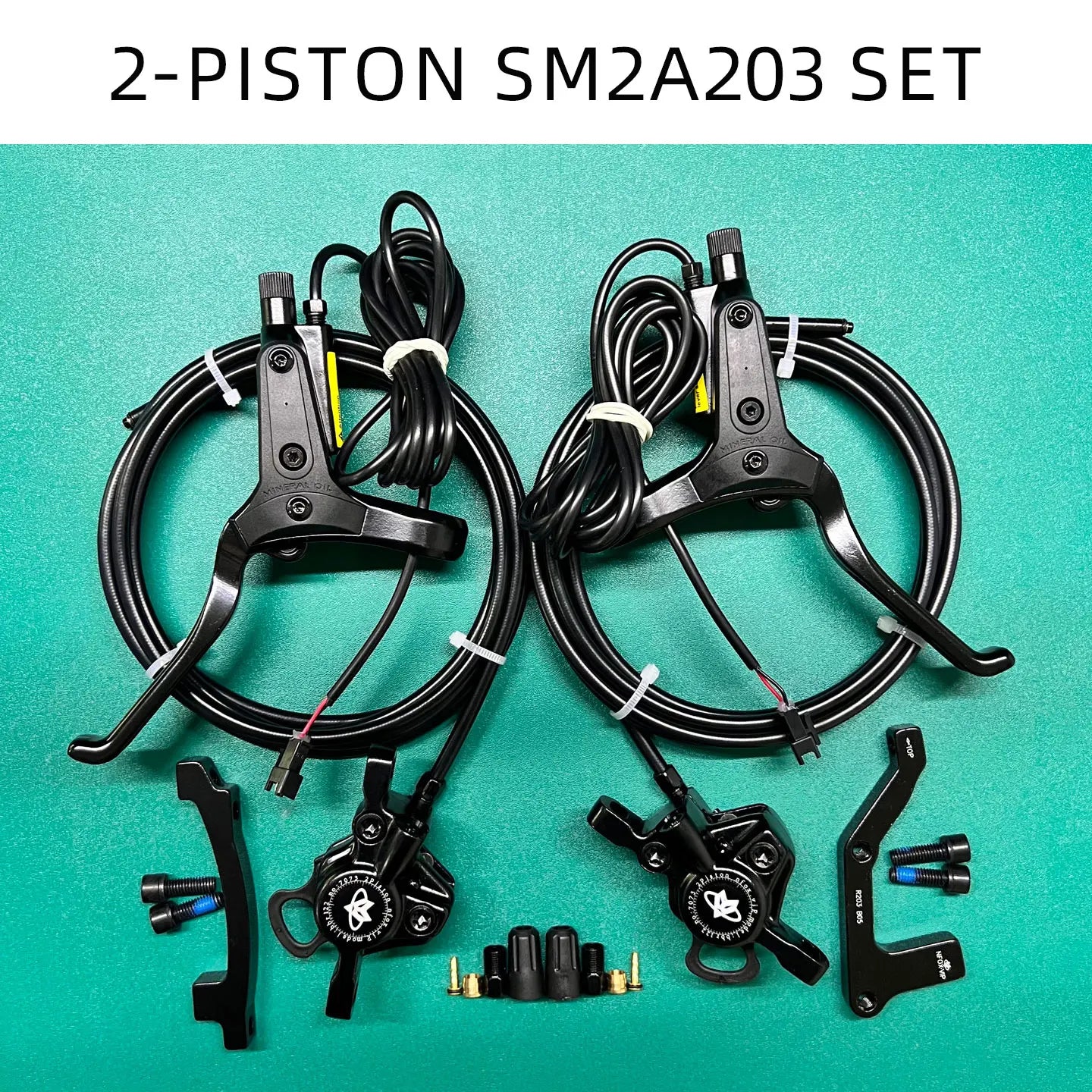 NFOX mountain bike hydraulic disc brake kit SM2A four piston caliper electric scooter 2-pin 3-pin power-off handle accessories