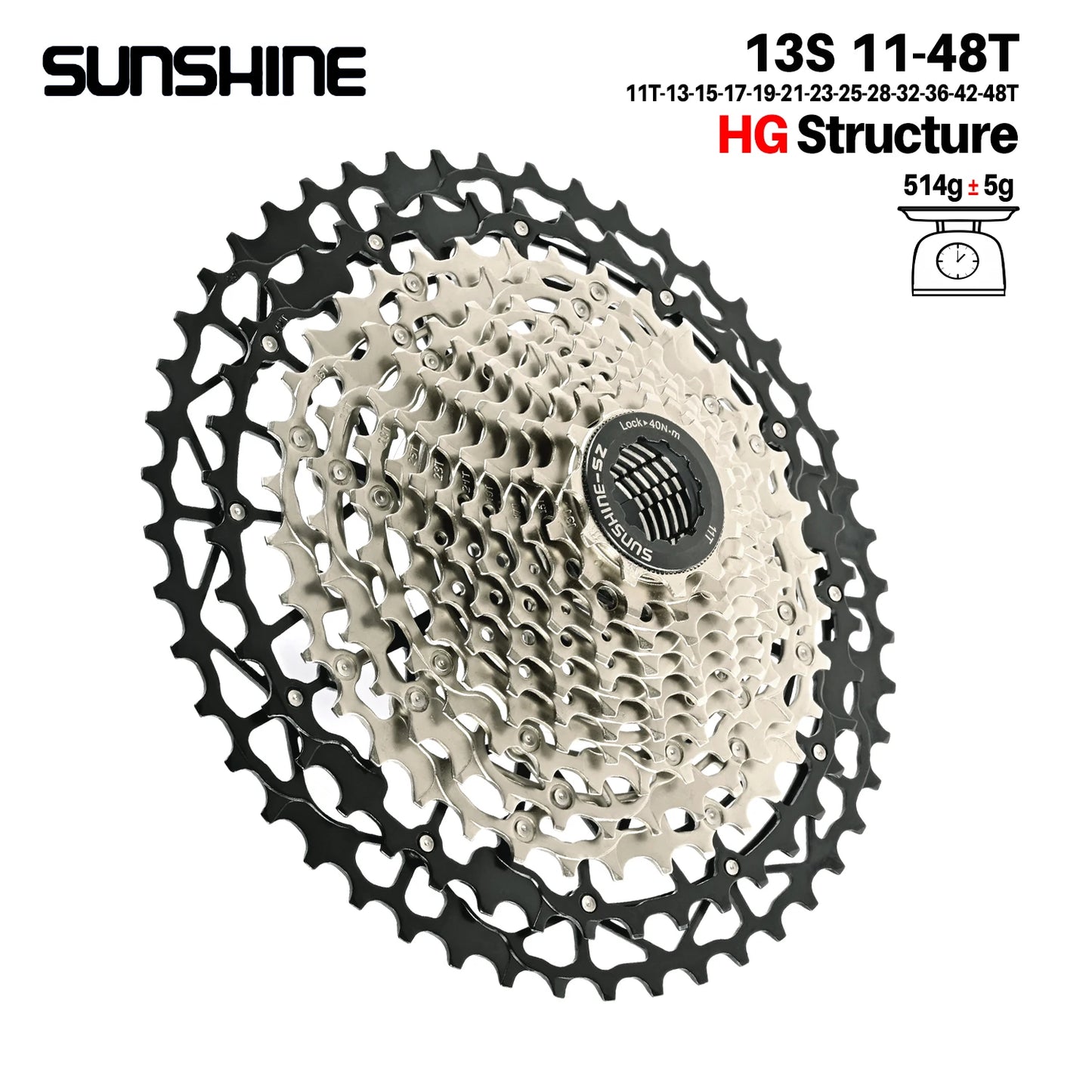 SUNSHINE Hollow Mountain Freedom Wheel 9/10/11/12/13S Folding Bicycle 40T/42T/46T/48T/50T/52T Variable Speed Card Flywheel HG