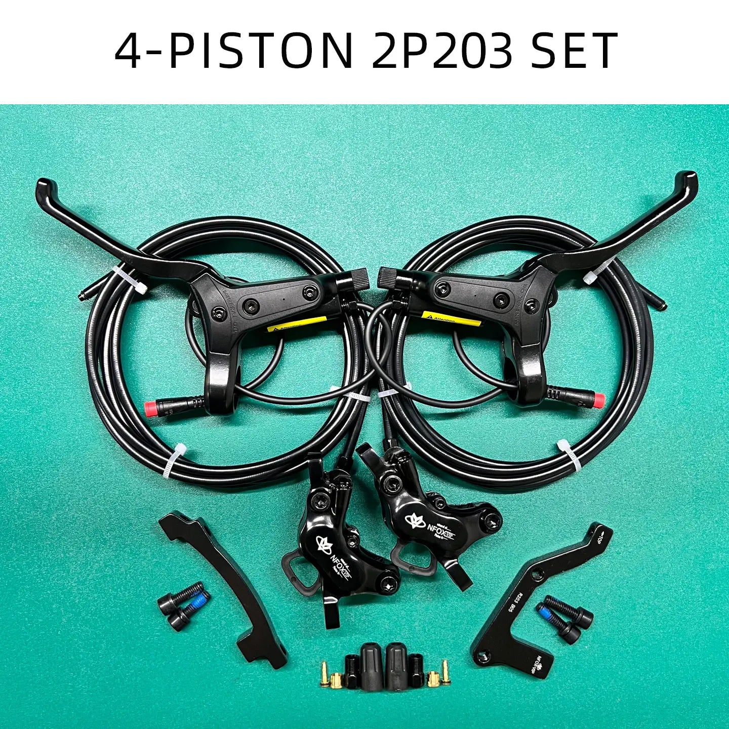 NFOX mountain bike hydraulic disc brake kit SM2A four piston caliper electric scooter 2-pin 3-pin power-off handle accessories