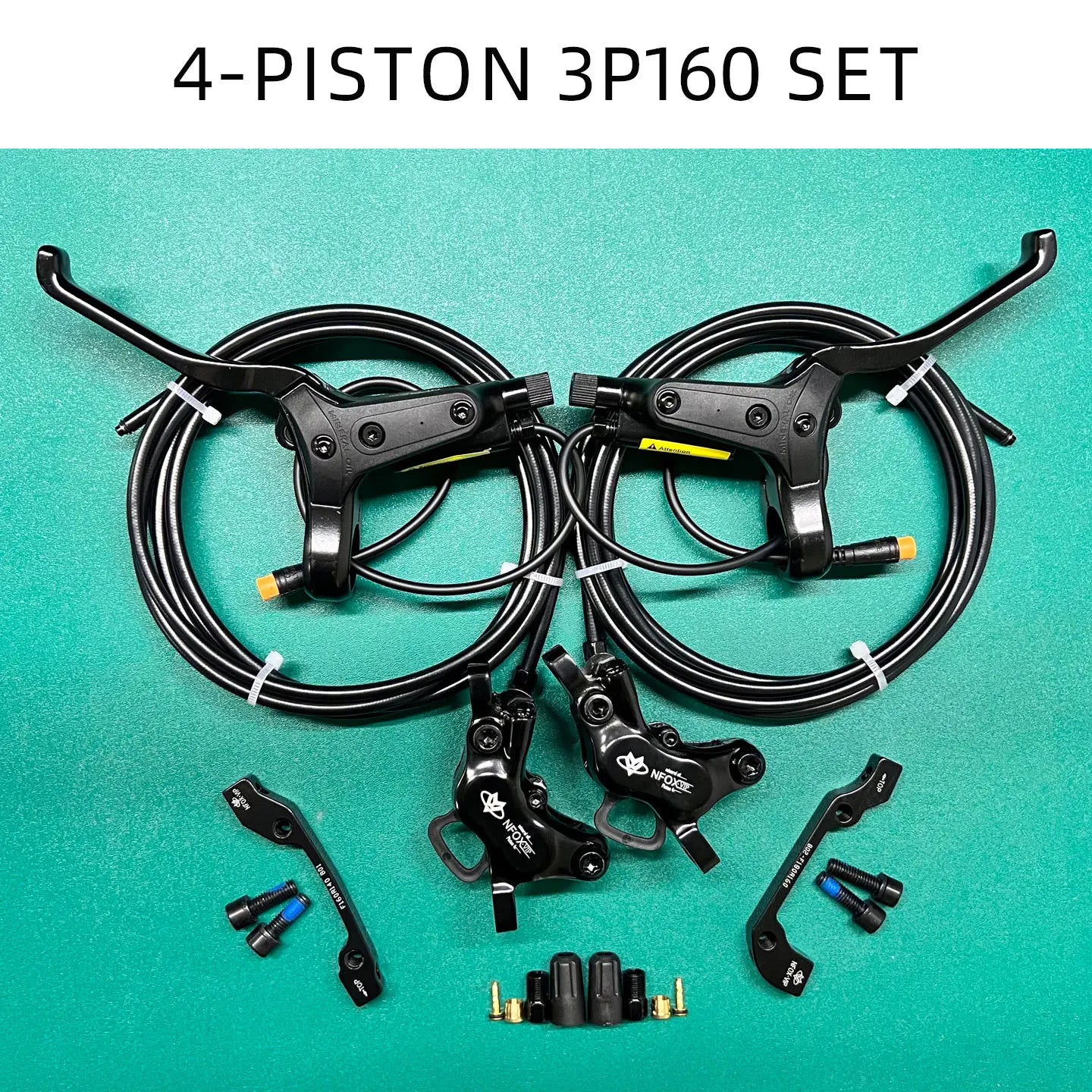 NFOX mountain bike hydraulic disc brake kit SM2A four piston caliper electric scooter 2-pin 3-pin power-off handle accessories