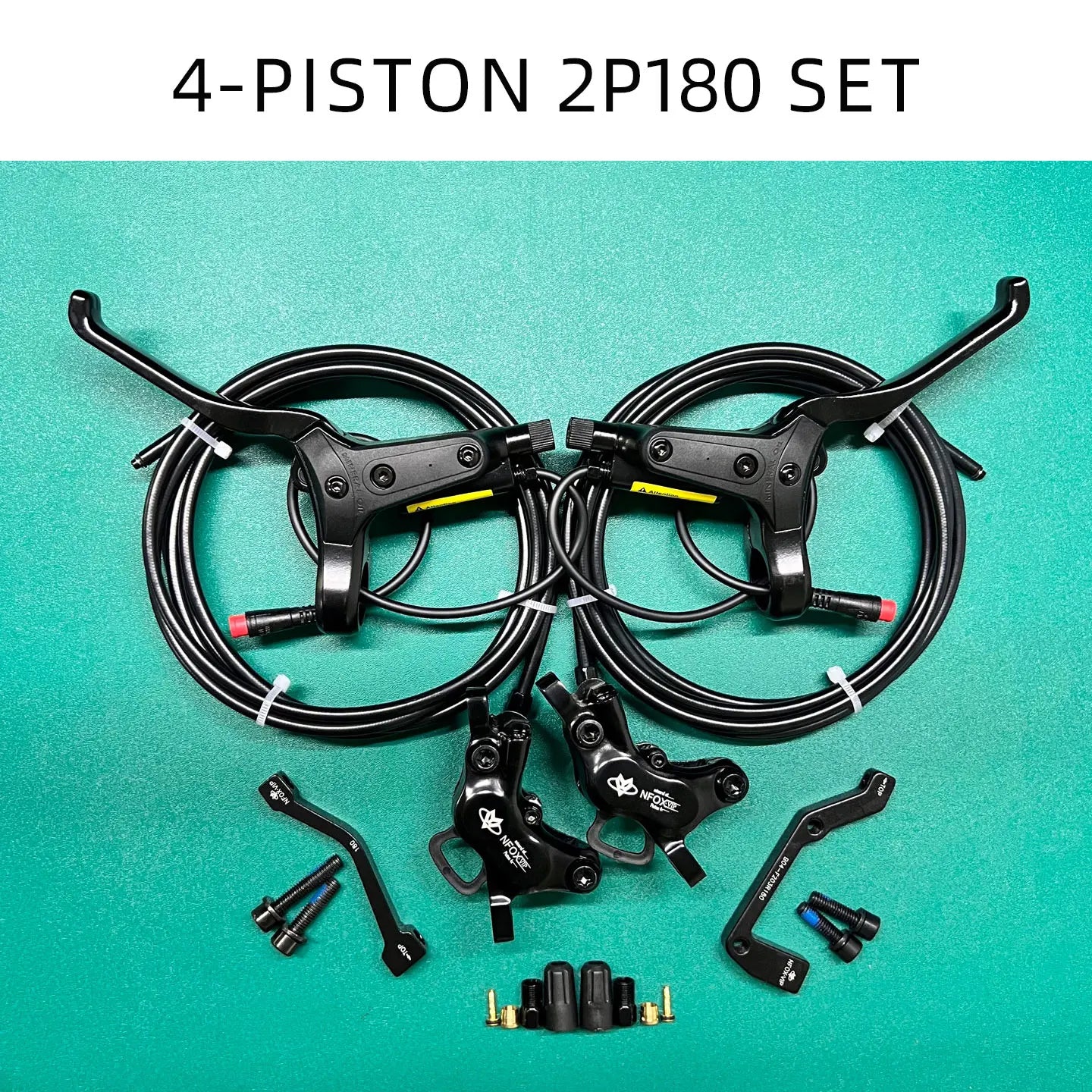 NFOX mountain bike hydraulic disc brake kit SM2A four piston caliper electric scooter 2-pin 3-pin power-off handle accessories