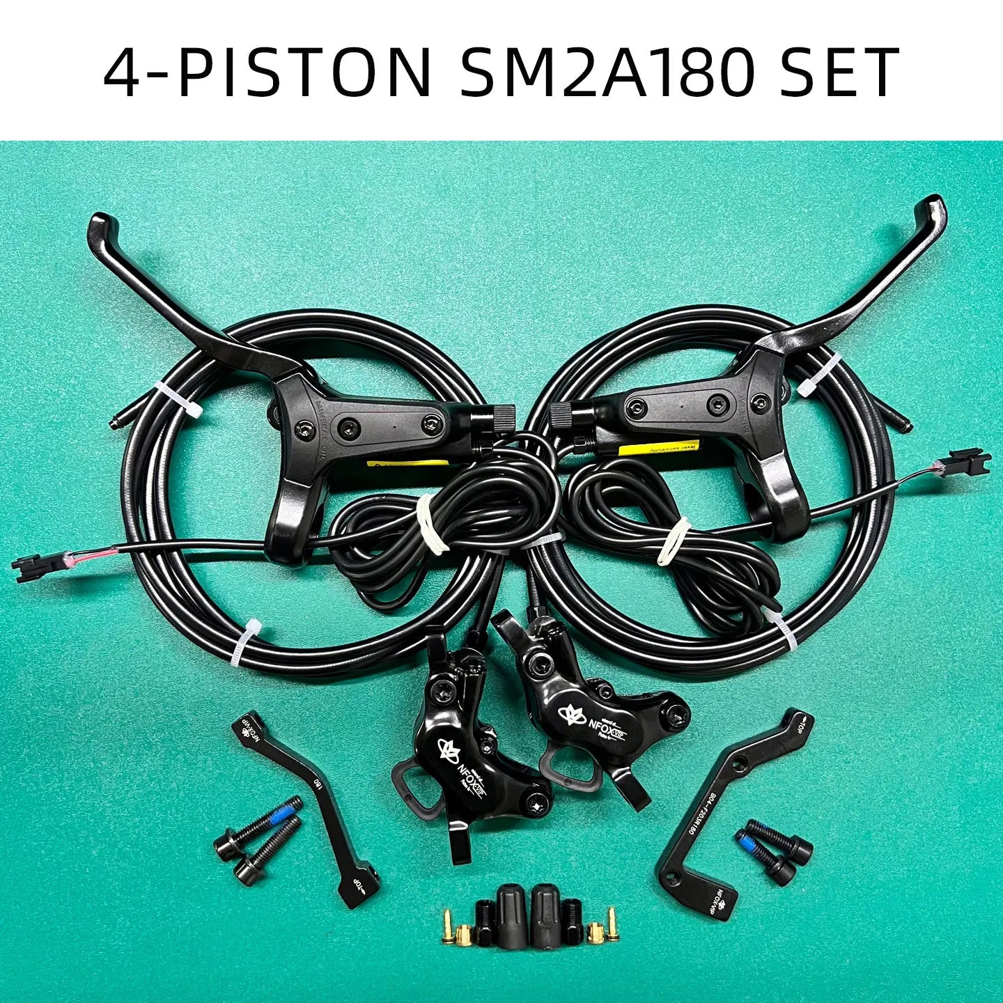 NFOX mountain bike hydraulic disc brake kit SM2A four piston caliper electric scooter 2-pin 3-pin power-off handle accessories