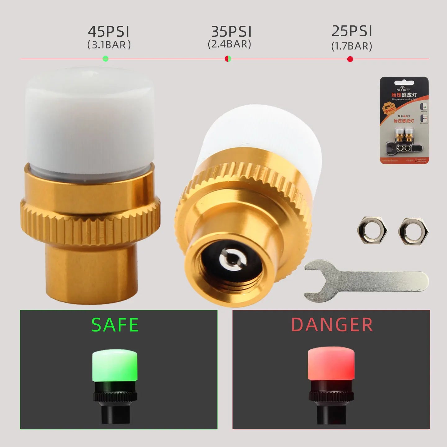 NFOX mountain bike tire pressure sensing light, high-precision pressure detection sensor, real-time monitoring of tire safety