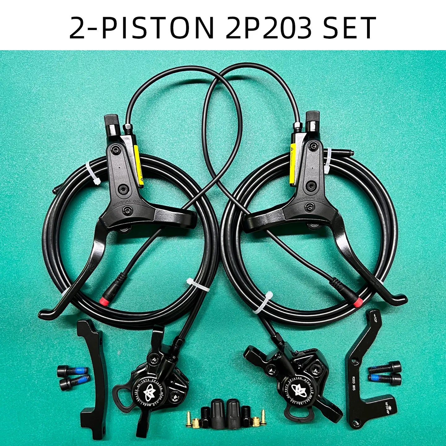 NFOX mountain bike hydraulic disc brake kit SM2A four piston caliper electric scooter 2-pin 3-pin power-off handle accessories