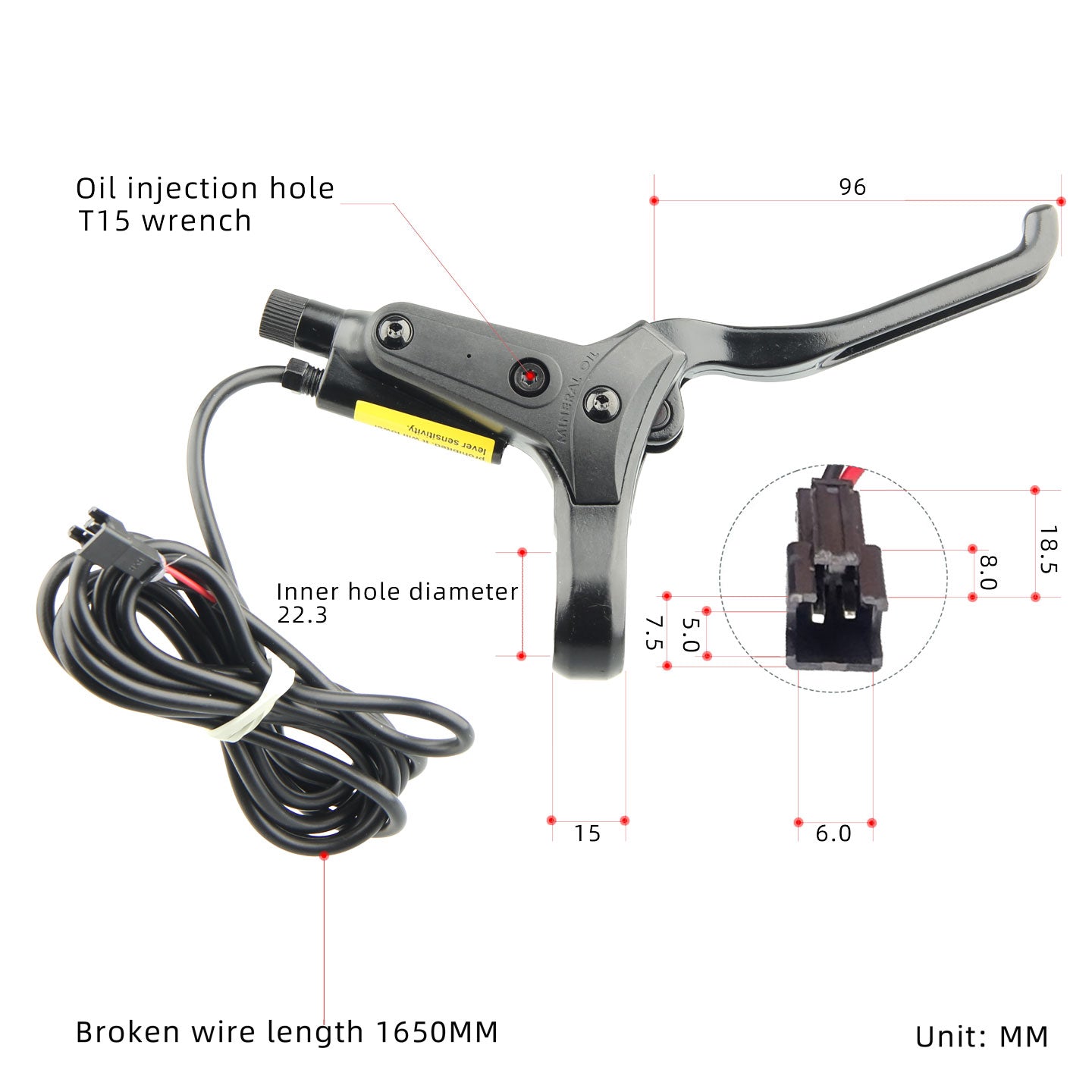 NFOX SM2A electric bicycle hydraulic disc brake handle with four piston two piston calipers 2-pin 3-pin power-off Accessories