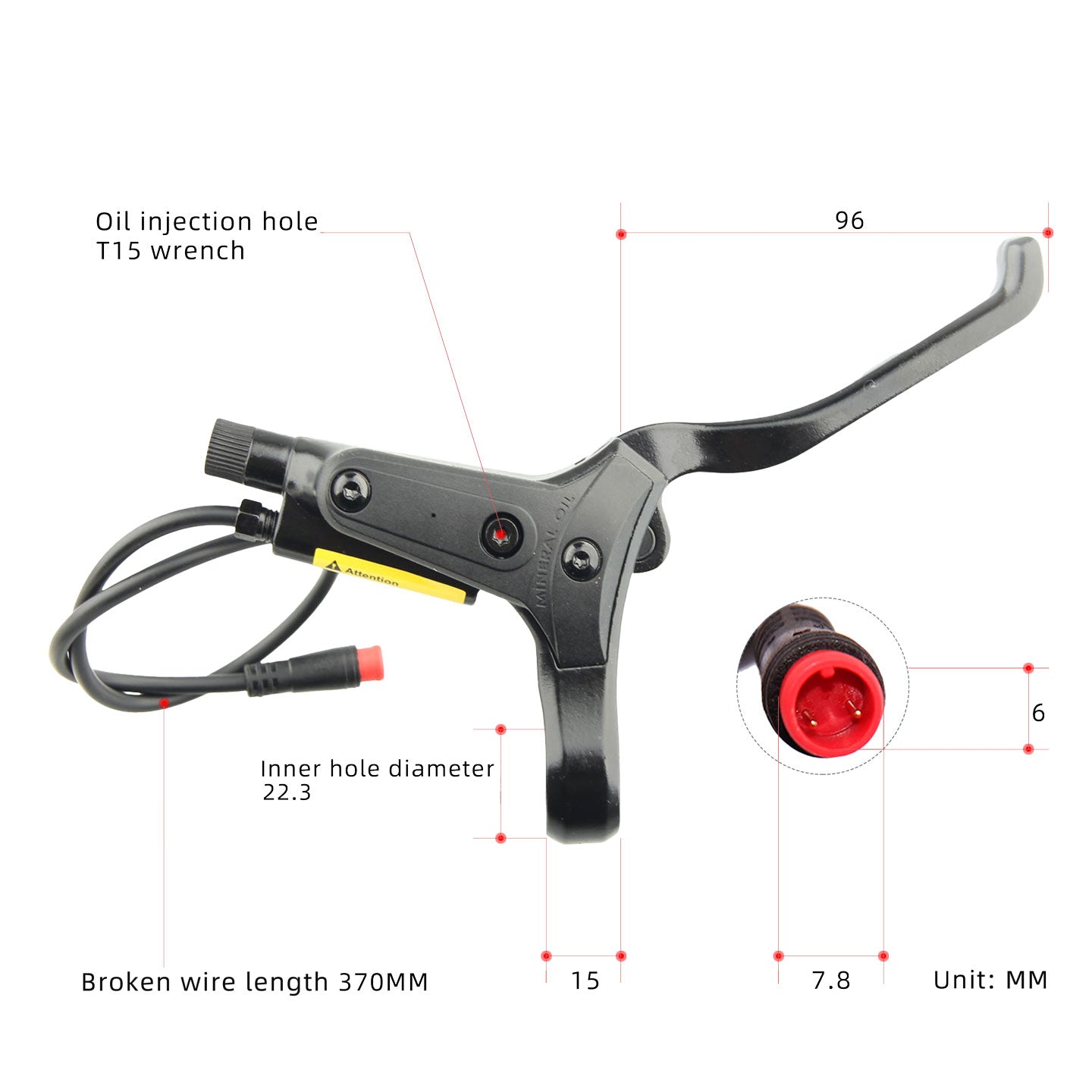 NFOX SM2A electric bicycle hydraulic disc brake handle with four piston two piston calipers 2-pin 3-pin power-off Accessories