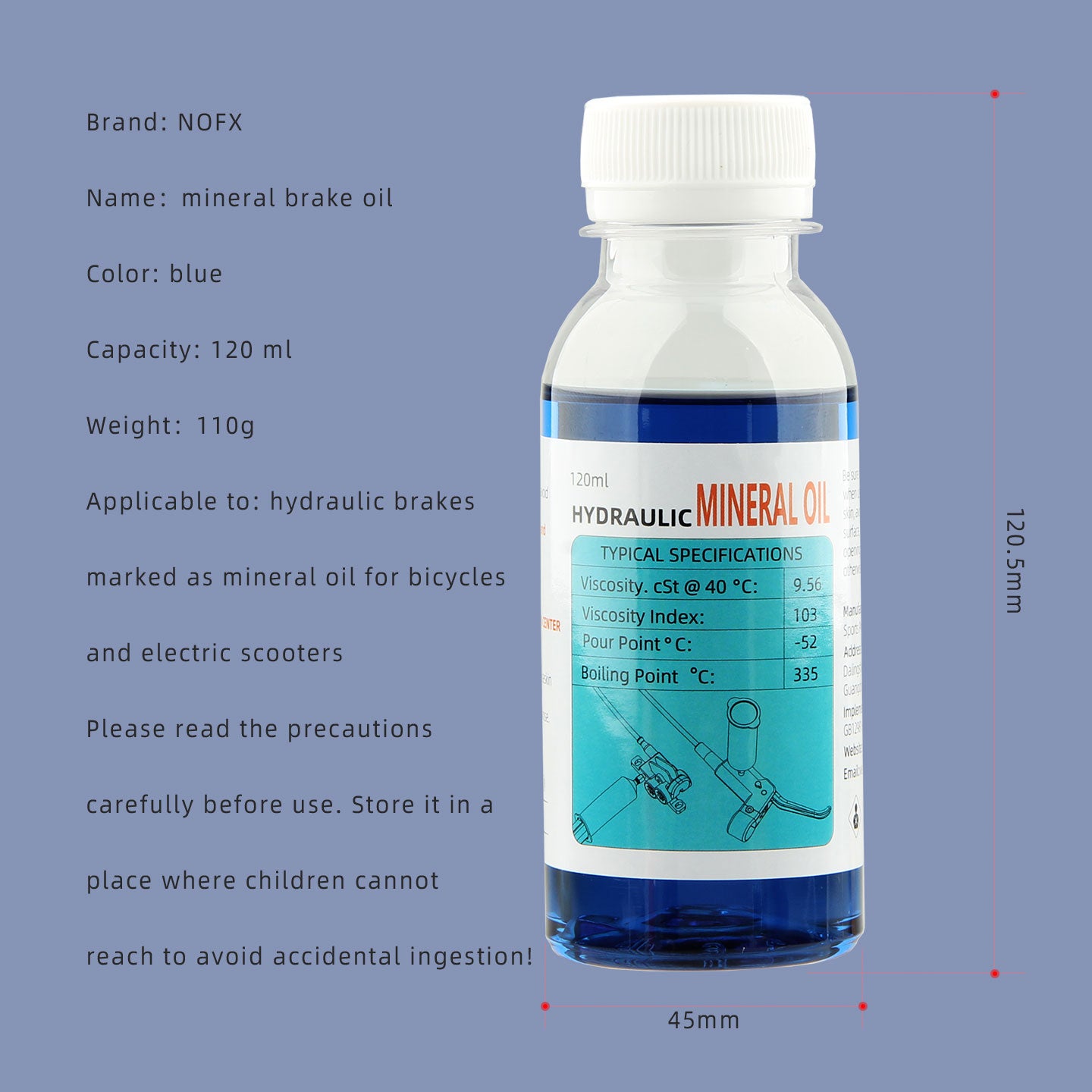 NFOX Mineral Oil DOT 5.1 Fluid 120ml/4.2oz Compatible Hydraulic Brake System Maintenance for Mountain Road Bike Electric Scooter