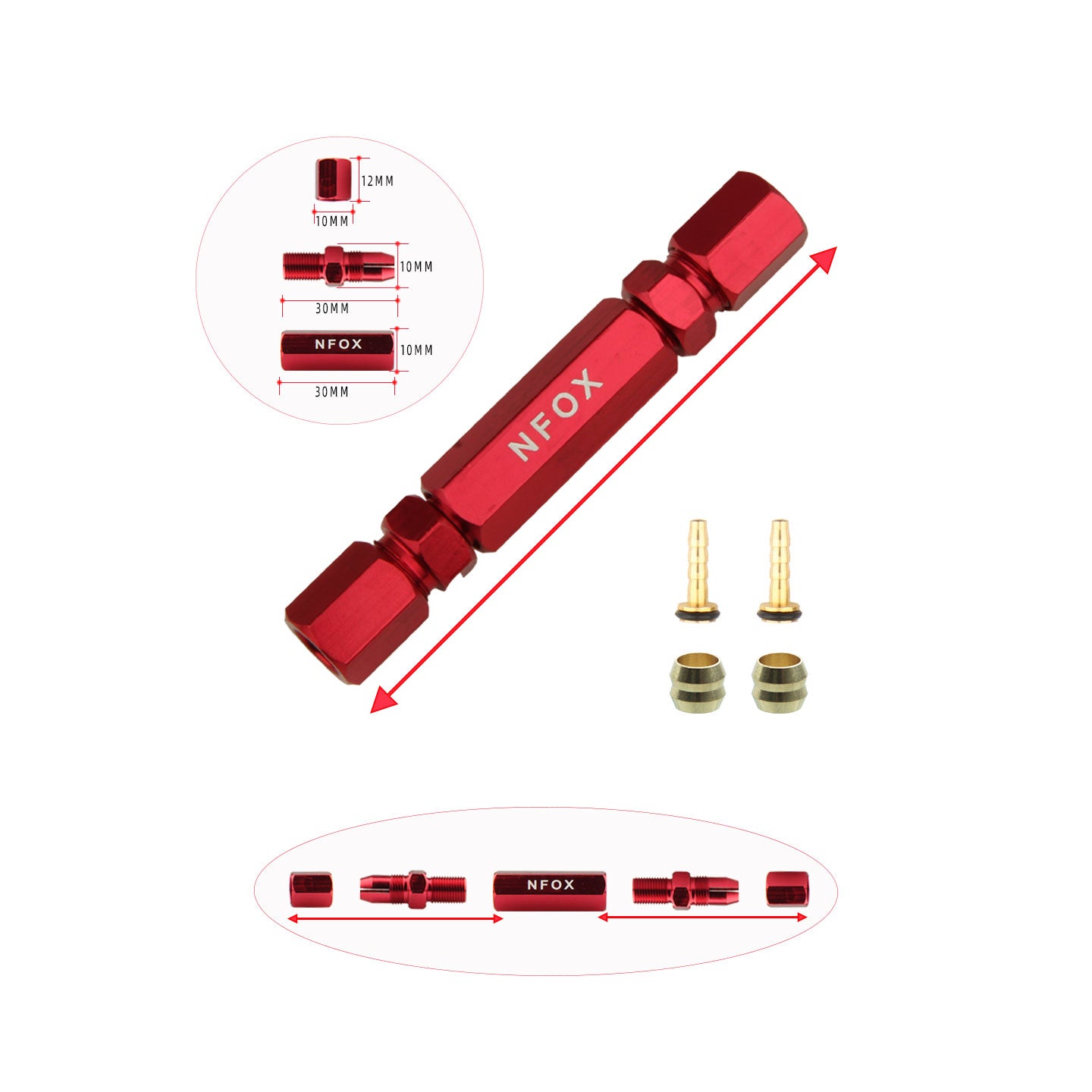NFOX bicycle hydraulic disc brake oil needle oil pipe repair connection insertion installation tool bidirectional threaded joint