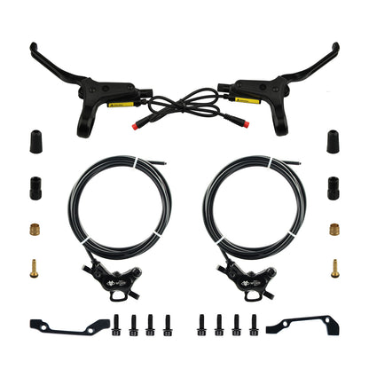 NFOX mountain bike hydraulic disc brake kit SM2A four piston caliper electric scooter 2-pin 3-pin power-off handle accessories