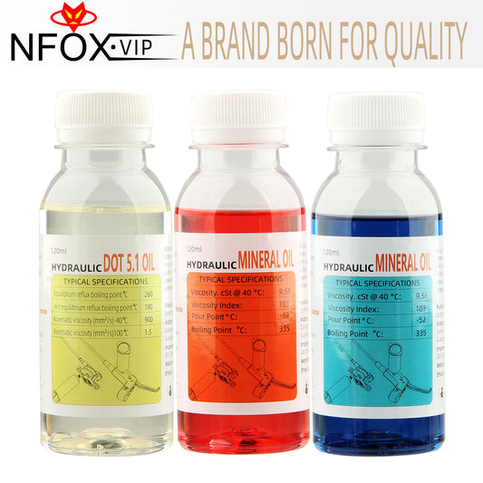 NFOX Mineral Oil DOT 5.1 Fluid 120ml/4.2oz Compatible Hydraulic Brake System Maintenance for Mountain Road Bike Electric Scooter