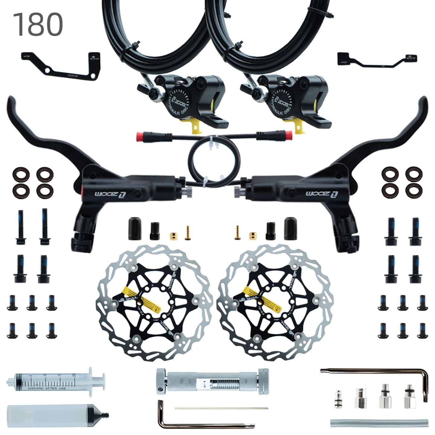 ZOOM 875E Repair Parts 180 Hydraulic Brake Left Caliper Brake Handle 160 Disc Electric Bicycle Scooter 203 Rotor Oil Disc Brake suit