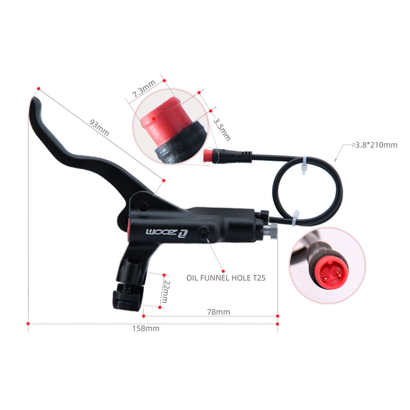 ZOOM 875E Repair Parts 180 Hydraulic Brake Left Caliper Brake Handle 160 Disc Electric Bicycle Scooter 203 Rotor Oil Disc Brake suit