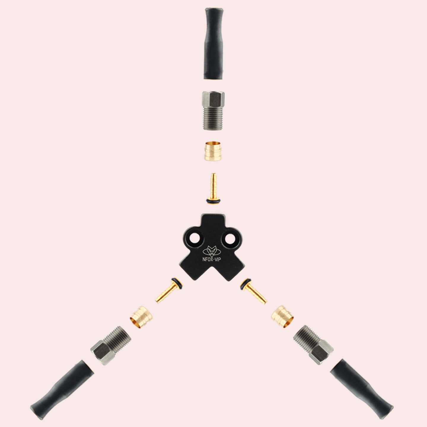 NFOX TE Oil Needle Copper Sleeve Three-Wheeled Vehicle Hydraulic Brake Oil Brake Three-Way Aluminum Alloy One-to-Two Accessories Modification Oil Pipe Connector Oil Distributor Valve