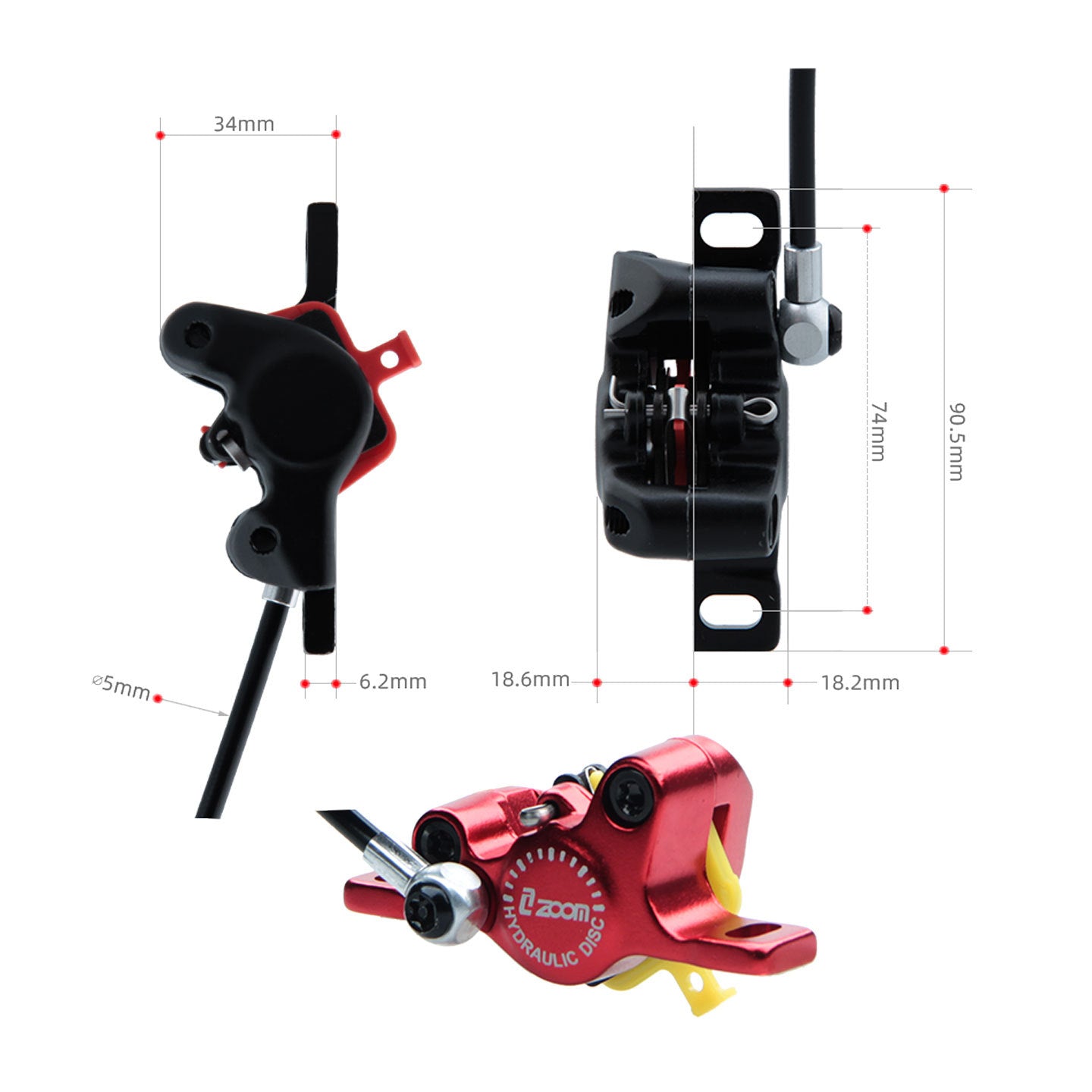 ZOOM 875E Repair Parts 180 Hydraulic Brake Left Caliper Brake Handle 160 Disc Electric Bicycle Scooter 203 Rotor Oil Disc Brake suit