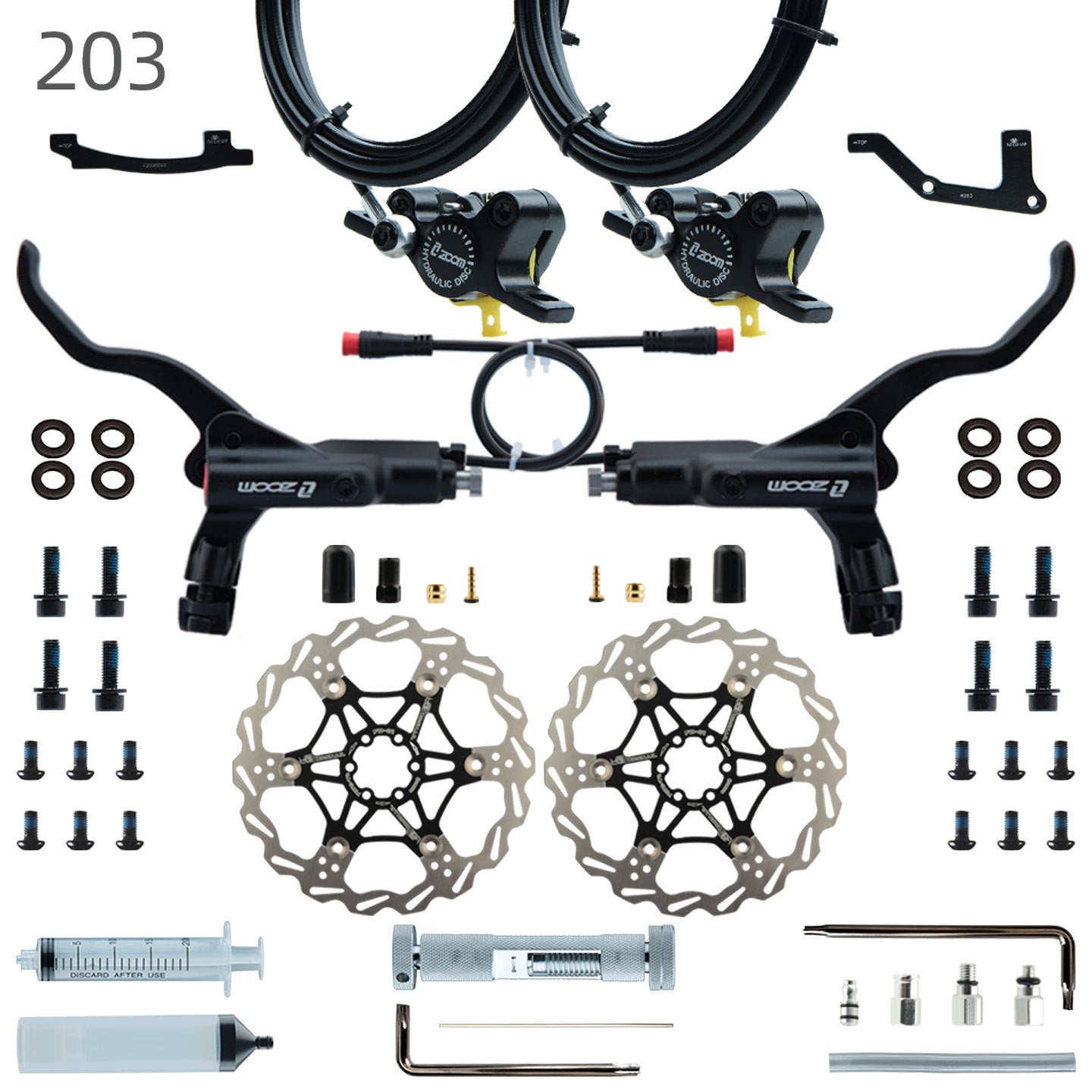 ZOOM 875E Repair Parts 180 Hydraulic Brake Left Caliper Brake Handle 160 Disc Electric Bicycle Scooter 203 Rotor Oil Disc Brake suit