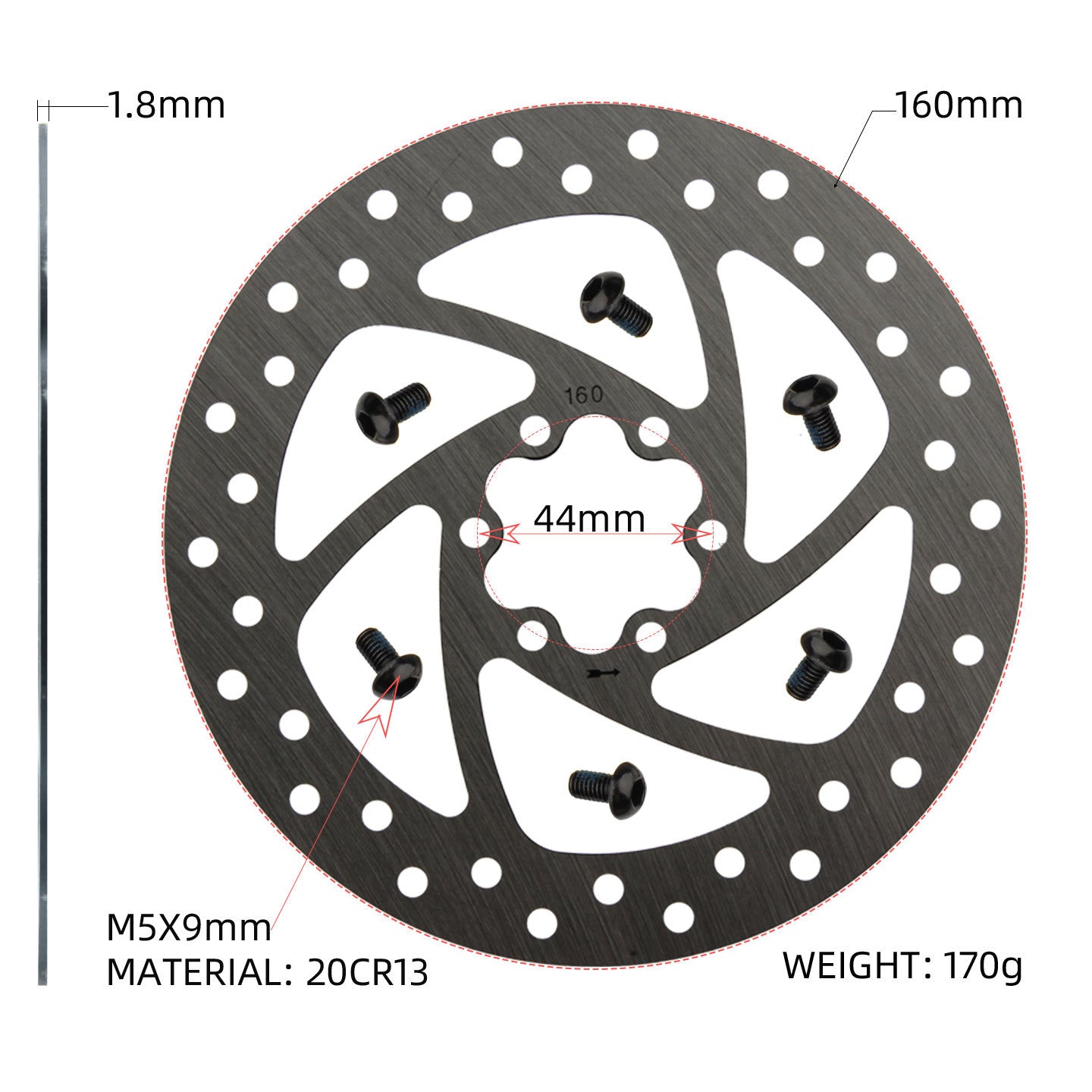 NFOX Six Nail Mountain Road Electric Scooter 160 Specification Bicycle Brake Disc Disc Thickness 1.8mm Brake Accessories