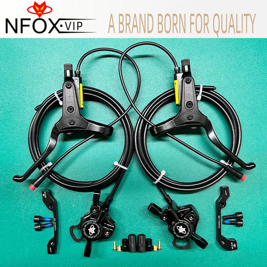 NFOX mountain bike hydraulic disc brake kit SM2A four piston caliper electric scooter 2-pin 3-pin power-off handle accessories