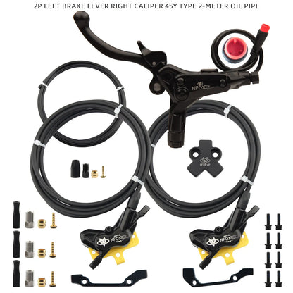 NFOX electric scooter tricycle brake with parking handle 4-piston heat dissipation hydraulic caliper three-way one drag two kit