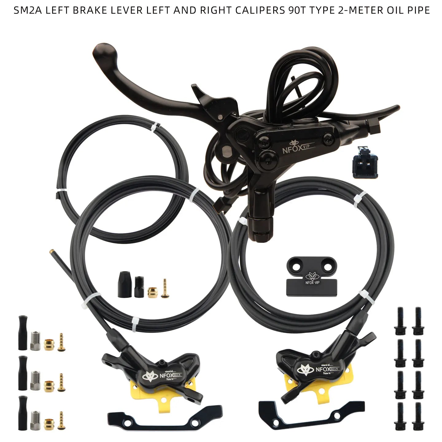NFOX electric scooter tricycle brake with parking handle 4-piston heat dissipation hydraulic caliper three-way one drag two kit