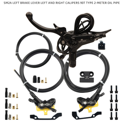 NFOX electric scooter tricycle brake with parking handle 4-piston heat dissipation hydraulic caliper three-way one drag two kit