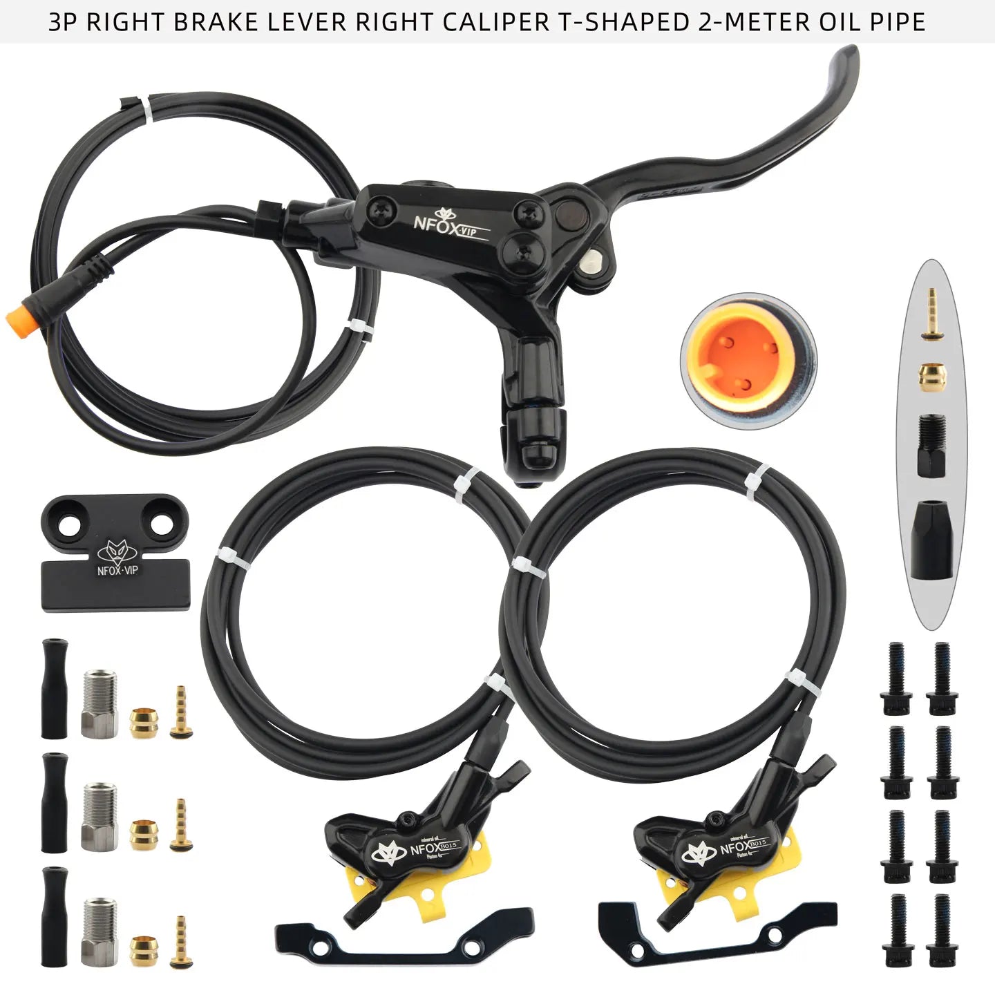 NFOX B015-4 piston caliper tricycle power-off brake handle three-way one support two oil pipe accessories hydraulic brake kit