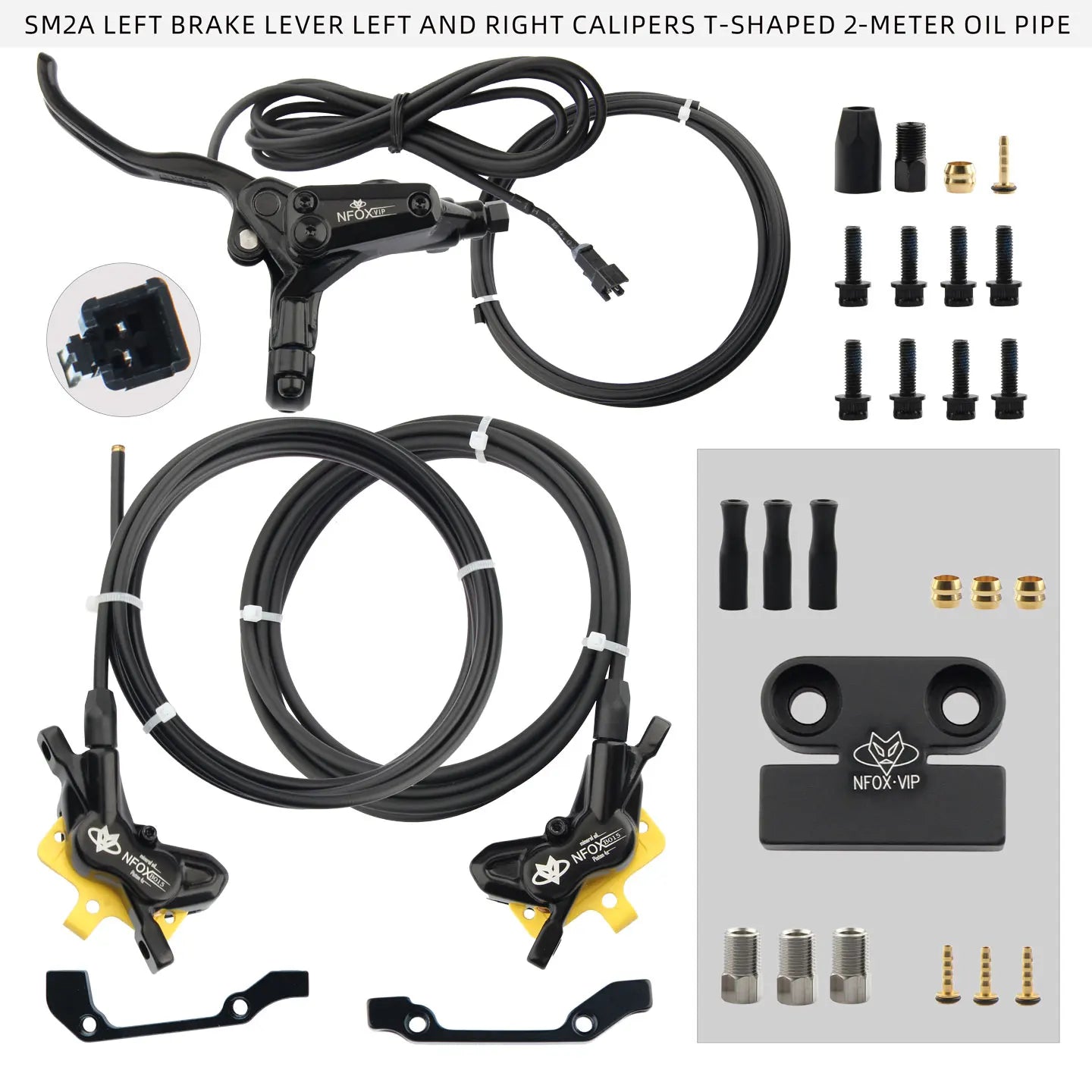 NFOX B015-4 piston caliper tricycle power-off brake handle three-way one support two oil pipe accessories hydraulic brake kit