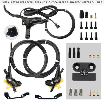 NFOX B015-4 piston caliper tricycle power-off brake handle three-way one support two oil pipe accessories hydraulic brake kit