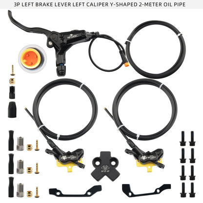 NFOX B015-4 piston caliper tricycle power-off brake handle three-way one support two oil pipe accessories hydraulic brake kit