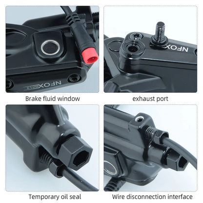 NFOX electric scooter tricycle brake with parking handle 4-piston heat dissipation hydraulic caliper three-way one drag two kit