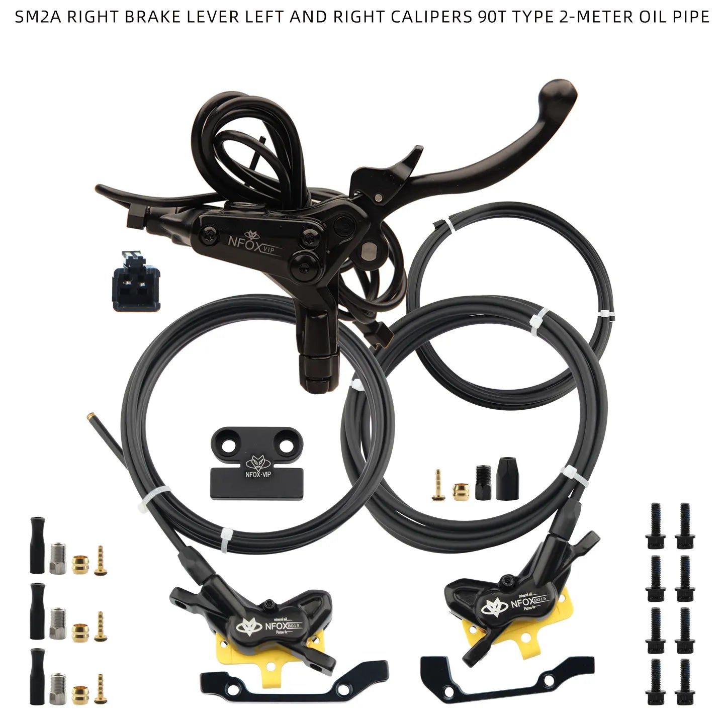 NFOX electric scooter tricycle brake with parking handle 4-piston heat dissipation hydraulic caliper three-way one drag two kit