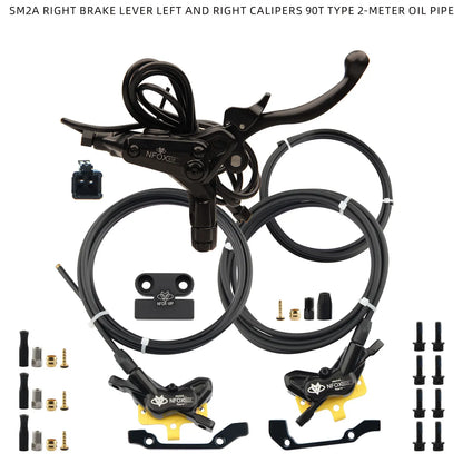 NFOX electric scooter tricycle brake with parking handle 4-piston heat dissipation hydraulic caliper three-way one drag two kit