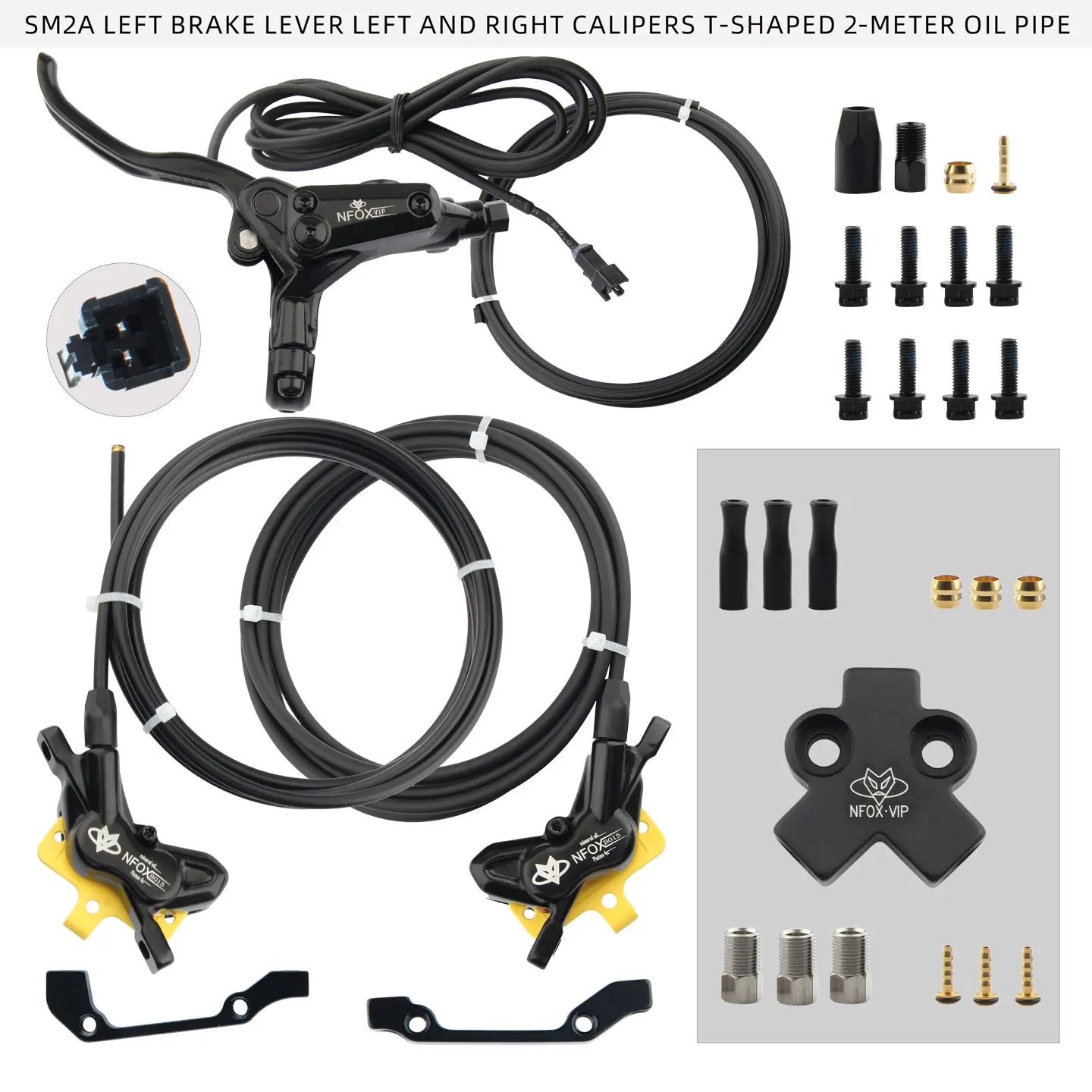 NFOX B015-4 piston caliper tricycle power-off brake handle three-way one support two oil pipe accessories hydraulic brake kit
