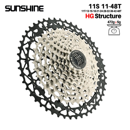 SUNSHINE Hollow Mountain Freedom Wheel 9/10/11/12/13S Folding Bicycle 40T/42T/46T/48T/50T/52T Variable Speed Card Flywheel HG
