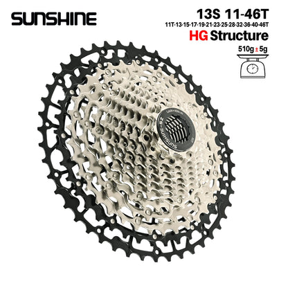 SUNSHINE Hollow Mountain Freedom Wheel 9/10/11/12/13S Folding Bicycle 40T/42T/46T/48T/50T/52T Variable Speed Card Flywheel HG