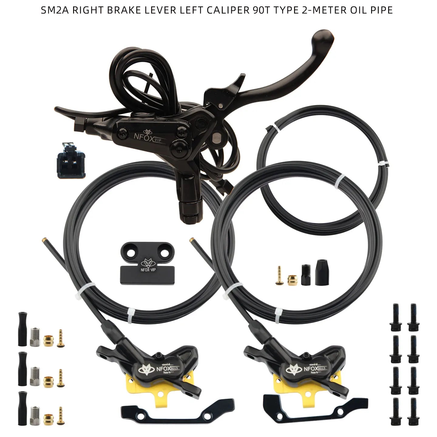 NFOX electric scooter tricycle brake with parking handle 4-piston heat dissipation hydraulic caliper three-way one drag two kit