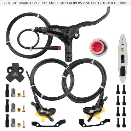 NFOX B015-4 piston caliper tricycle power-off brake handle three-way one support two oil pipe accessories hydraulic brake kit