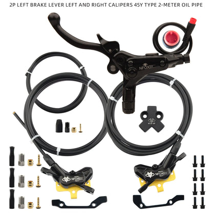 NFOX electric scooter tricycle brake with parking handle 4-piston heat dissipation hydraulic caliper three-way one drag two kit