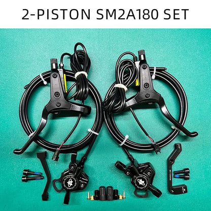 NFOX mountain bike hydraulic disc brake kit SM2A four piston caliper electric scooter 2-pin 3-pin power-off handle accessories
